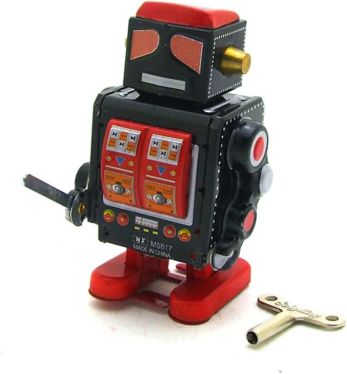 Charmgle Robot Fighter Tin Toy Wind-up Walking Robot Adult Collection Retro Toy Party Favor Gifts Home Decoration