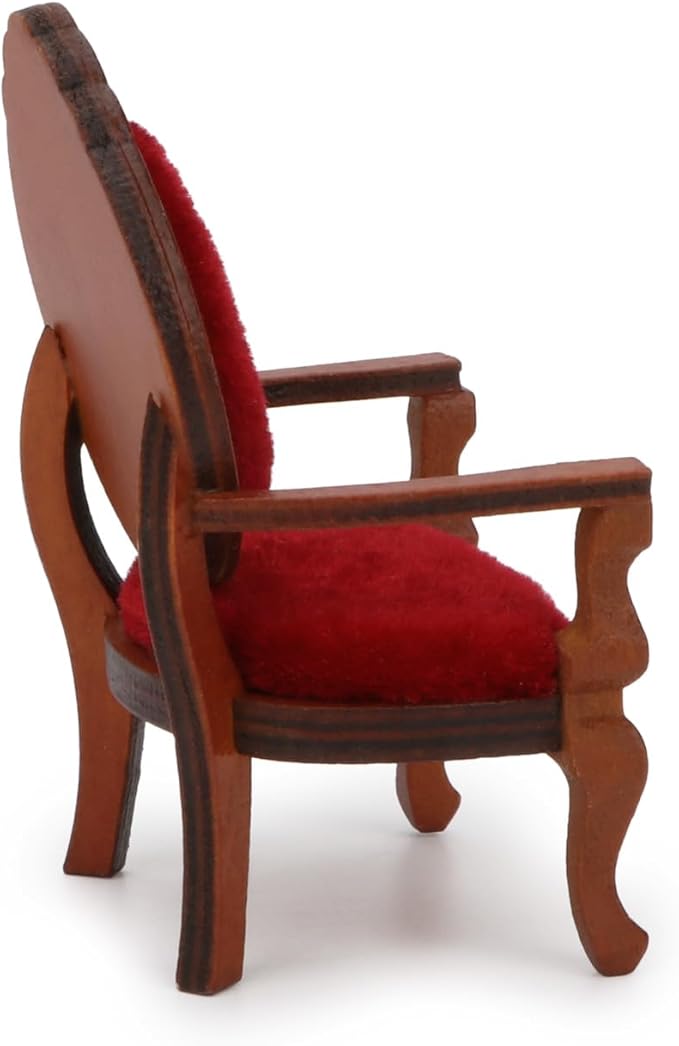 Dollhouse Chair 2PCS Miniature Furniture Retro Vintage Chair Wooden Accessories 1/12 Upholstered Victorian Carved Armchair for Christmas Decoration Ornament (A)