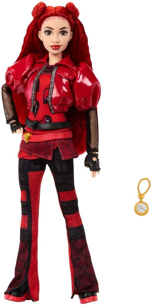 Mattel Disney Descendants: The Rise of Red Fashion Doll & Accessory – Red, Daughter of Queen of Hearts with Movie-Inspired Clothes & Pocket Watch