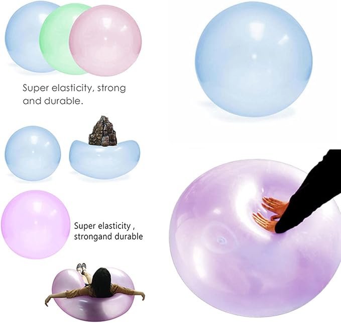 OULUN Pink Giant Water Bubble Ball 47 Inch Inflatable Water-Filled Soft Rubber Ball for Outdoor, Beach, Pool & Garden Parties