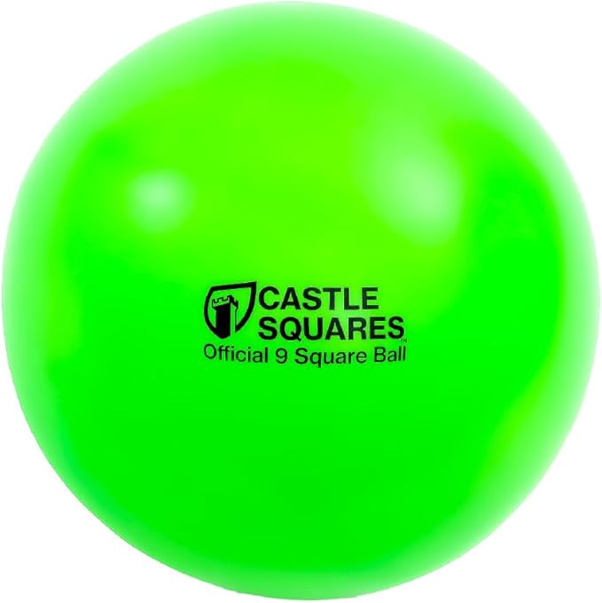 Official 9 Square Ball 12" Inflatable Bouncy Ball for Indoor/Outdoor Use (Black Light Green)