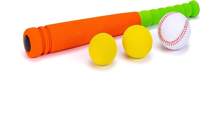 [Mini Size] 16" Foam Kids Sports Baseball Bat Set+ 3 Soft Balls + Storage Bag Included, Gift for Toddlers 3 Years Old Hitting Indoor Outdoor Playing
