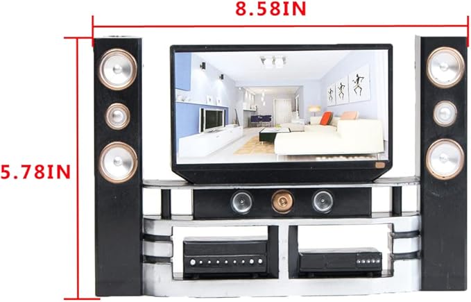 E-TING Miniature Dollhouse Furniture Accessories Playset for 11.5-12 inches Dolls (Hi-Fi TV Cabinet Set)