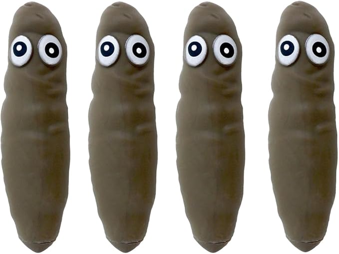 Novelty 4 Pack Joke Sensory Poo Stress Relief Toys, Prank Fake Poop Squeeze Anxiety Fidget Toys with DIY Eyes for Adults Teens Birthday Party Favor