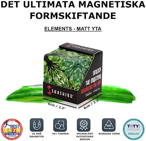 Shashibo Shape Shifting Box - STEM Fidget Toy with Ultra Strong Magnets - Sensory Puzzle Cube Transforms Into 100+ Shapes, Easter Basket Stuffers Gift for Kids, Teens, and Adults (Elements)