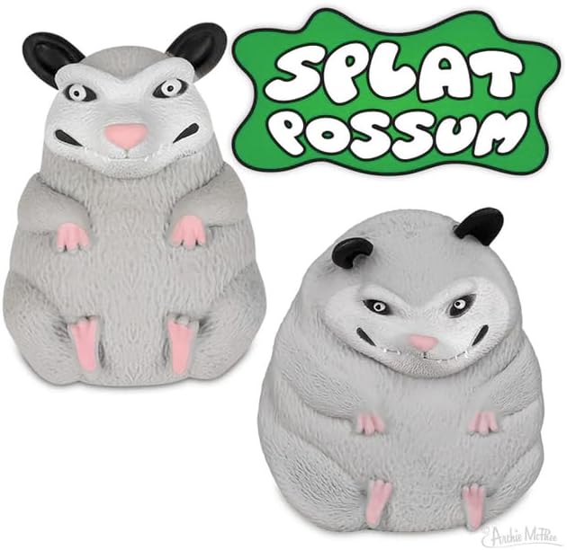 Archie McPhee Novelty Gifts Funny Splat Possum - 5-1/2" Soft Total Physical Response Splat Possum Filled with Sand - Perfect for Emotionally Charged Laughter and Fun All Year Long