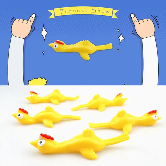 TCOTBE 10 Pack Slingshot Chicken,Slingshot Chicken Rubber Flick Flying Chicken,Funny Christmas, Flingers Stretchy Game for Boys and Girls Party Favor School Activity Fun Present