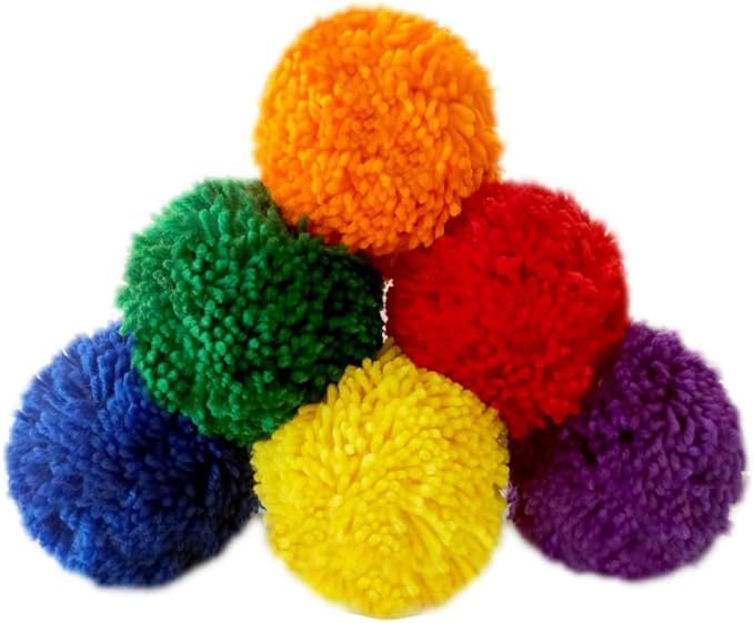6-Pack Soft Fleece Balls Large 5-inch Dodgeball Playground Balls, Rainbow Pack Size for Dodge Ball, Handball, Camps and Schools