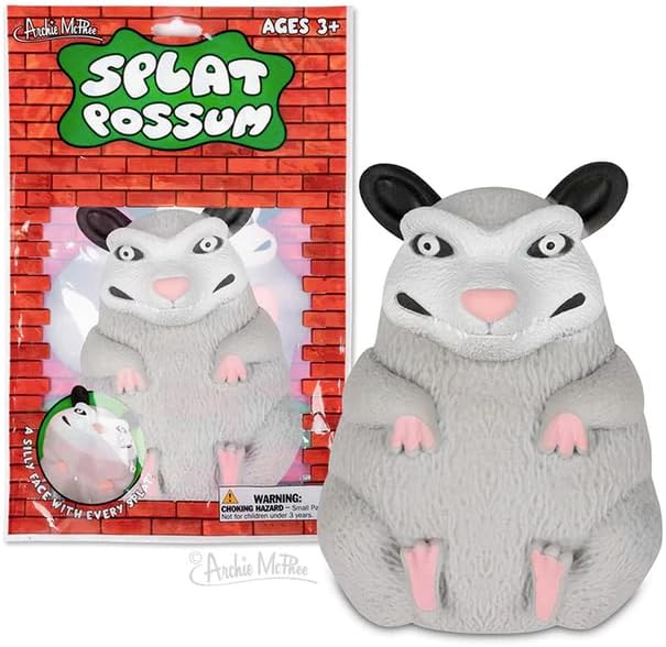 Archie McPhee Novelty Gifts Funny Splat Possum - 5-1/2" Soft Total Physical Response Splat Possum Filled with Sand - Perfect for Emotionally Charged Laughter and Fun All Year Long