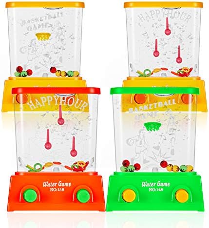 Gejoy 4 Pieces Water Games Handheld Easter Basket Stuffers for Kid Water Ring Toss Handheld Game Mini Retro Pastime Car Toys Fidget Autism Toys for Easter Children Boys Girls Birthday(Chic Style)