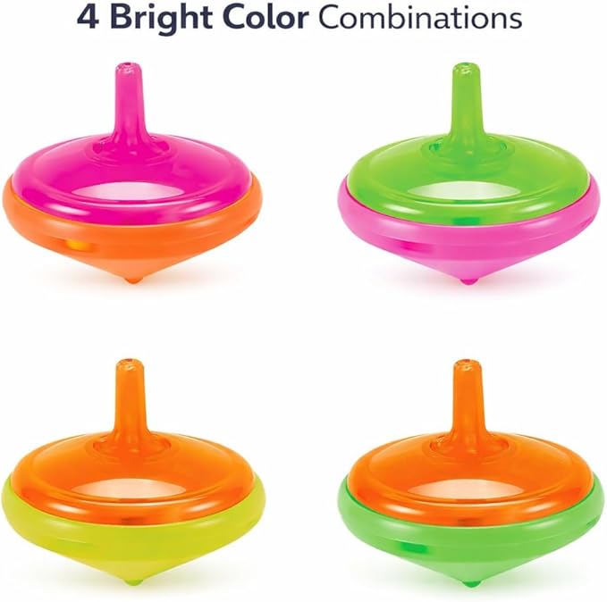100 Pieces LED Light Up Flashing Mini Spinning Tops with Gyroscope - Kids Novelty Bulk Spin Toys Party Favors Bundle Pack Multicolored