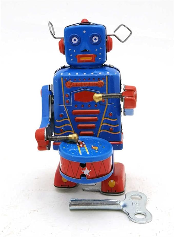 Charmgle Drummer Robot Tin Toy Wind-up Walking Robot Adult Collection Retro Toy Party Favor Gifts Home Decoration