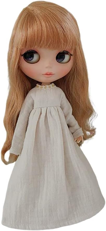 Doll Clothing Extra Long Robe for Blyth,Ob24,Licca,Azone BJD Doll Clothes Toys Accessories Gifts (Off-White) (Only Clothes)