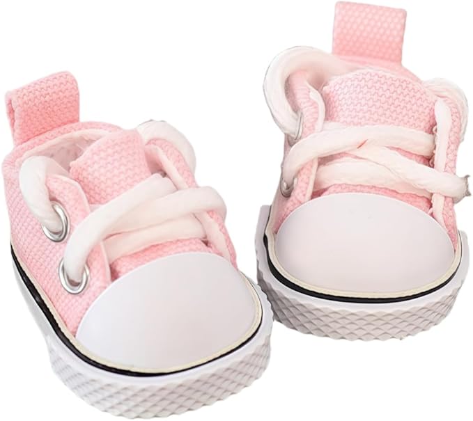 Doll Shoes for Lu bubu 17cm Dolls(No Doll) Accessories, Mini Shoes for Dolls, Cute Canvas Shoes Suitable for 17cm Doll, Dress Up Doll Shoes Replacement Pink