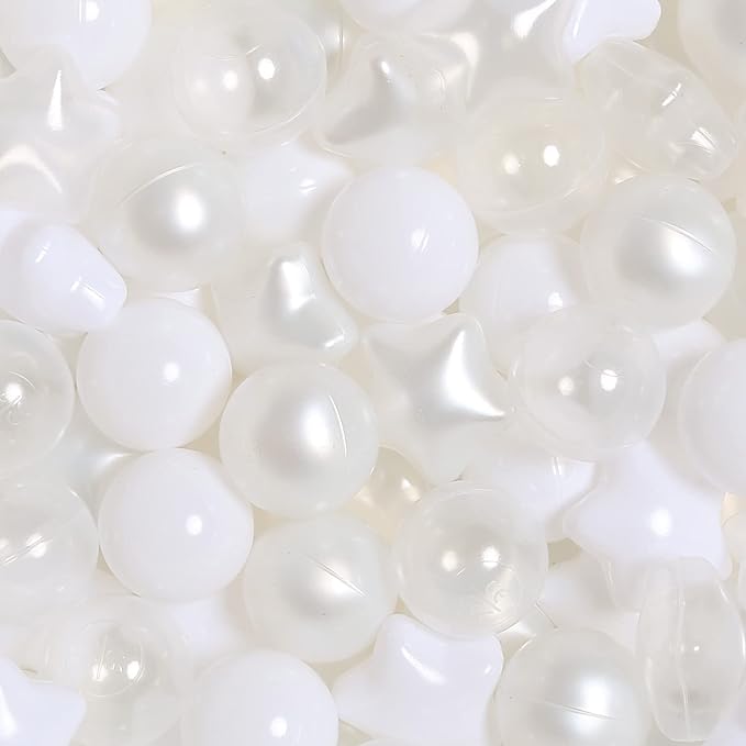 TRENDPLAY Star Ball Pit Balls for Toddlers -50 100 200 Count Star Balls Different Shapes, Non-Toxic Plastic Balls for Safe Play, Boys Girls Festival Party Decoration