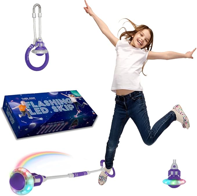 Rocket Flashing LED Ankle Skip Fun Cool Jumping Gift for Ages 5 6 7 8 9 10+ Kids NO Battery Charging Needed Family Exercise Fitness Coordination Balance Extra Energy Burning
