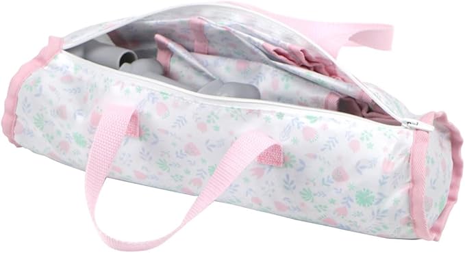 JC Toys - Berenguer Boutique | Travel Folding Crib - Playpen with Accessories | Pink Floral Collection | for Dolls up to 18" | Ages 3+
