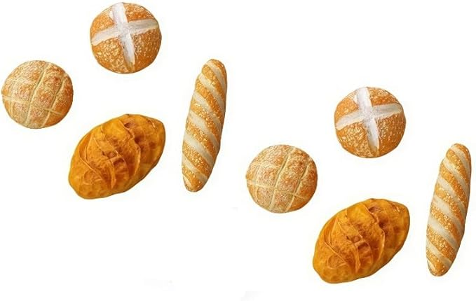8 Pcs 1/12 Miniature Bread Set, Miniature Bread Dollhouse Decoration Accessories Resin Mix Bakery Bread Mini House Food Decoration Accessories Dollhouse Décor
