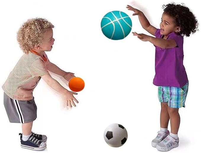 Soft Sports Balls Set for Kids Various Size of Soccer Ball, Basketball, Football,Tennis Ball,Volleyball with Hand Pump