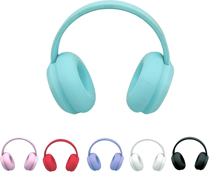 3D Printed Headphones Accessories for 17cm Doll(No Dolls)，for Dolls 3.94-6.69inch(10-17cm) in Size，Suitable for Daily Display, Great As a Gift(Light Blue Headphones)