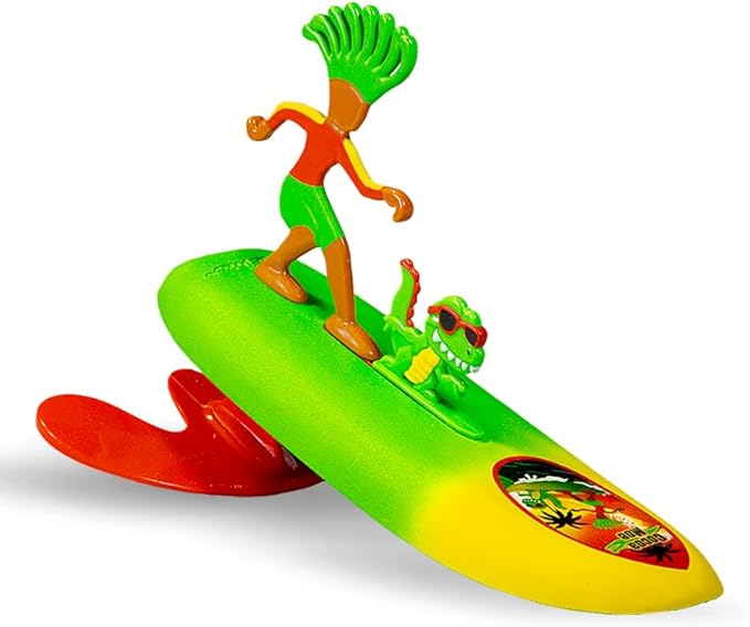 Surfer Dudes Legends & Surfer Pets Wave Powered Mini-Surfer, Pet and Surfboard Beach Toy - Cocoa Moe and Cruncher