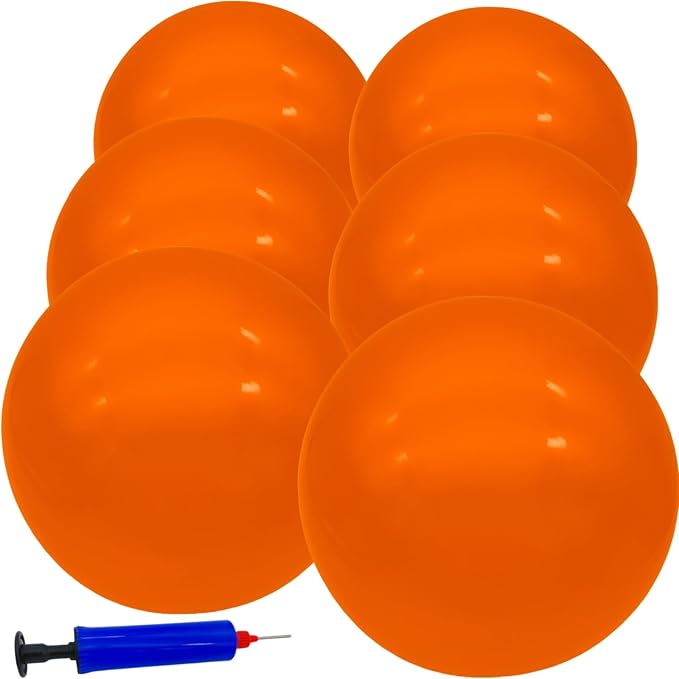 6 Pcs Playground Balls for Kids, 9 Inch Inflatable Bouncy Balls with Pump for Kickball, Dodgeballs, Indoor Outdoor Play Balls