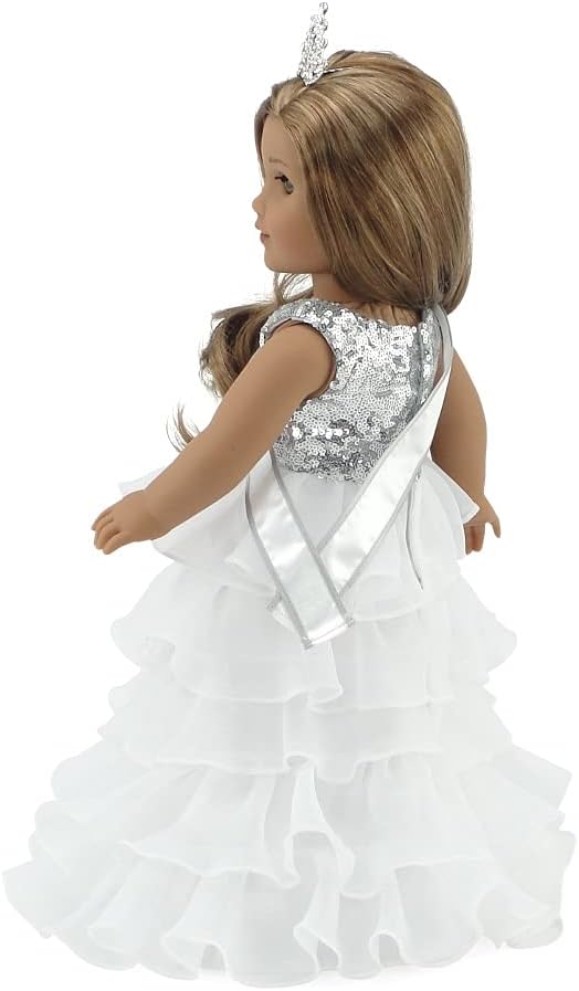 Emily Rose 18 Inch Doll Clothes 6-PC Pageant Dress & 18" Doll Accessories Bundle with Sashes & Crowns | Toy Gift Set for 5+ Little Girls Set | USA American Business | Double Reinforced Stitching