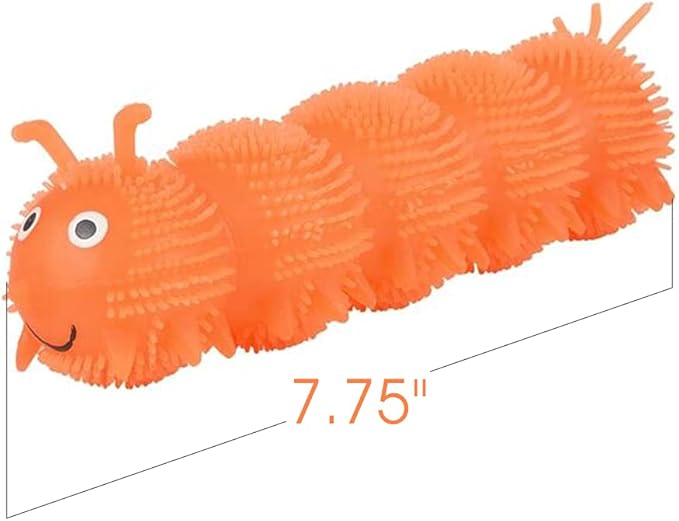 ArtCreativity Puffer Caterpillars, Set of 6, Squeeze Toys for Children in 6 Bright Colors, Kids’ Stress Relief Toys for Satisfying Sensory Feedback, Animal Party Decorations and Goodie Bag Fillers