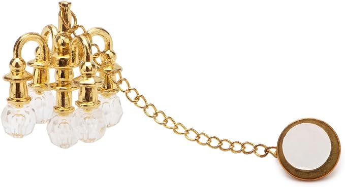 Dollhouse Miniature Chandelier 1:12 Scale Chrystaline Chandelier Pendant 5 Head Hanging Ceiling Light Luxury Decoration Ceiling Lamp Dollhouse Accessories (Golden)