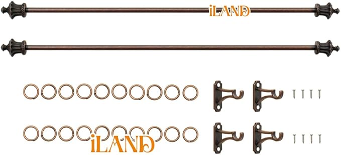 iLAND Miniature Dollhouse Accessories on 1/12 Scale, Dollhouse Decor of Mini Curtain Rods, with Antique Crown Finial (Premium Bronze)