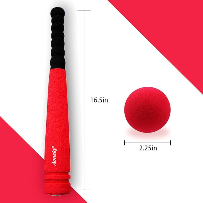 Aoneky Mini Foam Baseball Bat and Ball for Toddler, 16.5 inch