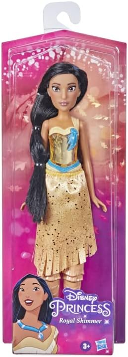 Disney Princess Royal Shimmer Pocahontas Doll, Fashion Doll with Skirt and Accessories, Toy for Kids Ages 3 and Up