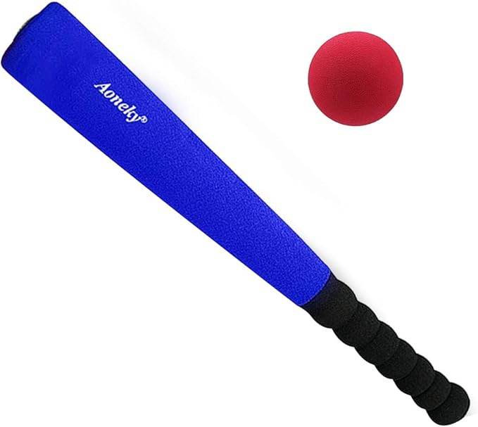 Aoneky Foam Baseball Bat and Ball Set for Toddlers, Soft T Ball Toy for Kids Age 1 2 3 4, Mini Safe Indoor Outdoor Beginner Tball Set with Tee, 16.5 Inch Lightweight Bat for Boys Girls