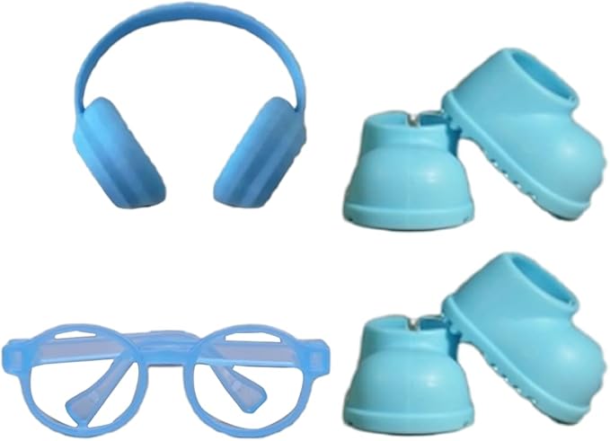 4pcs 17cm Doll Accessory - Miniature Headphones Acrylic Material, Suitable for Photography and Display | Suitable for 17cm Doll Dolls(4SET Bule)