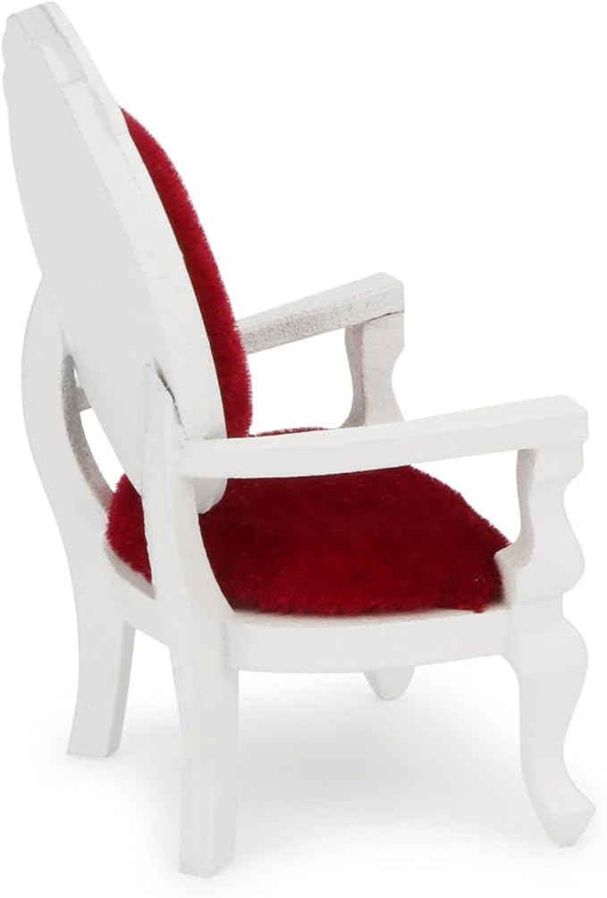 Dollhouse Chair 2PCS Miniature Furniture Retro Vintage Chair Wooden Accessories 1/12 Upholstered Victorian Carved Armchair for Christmas Decoration Ornament (C)