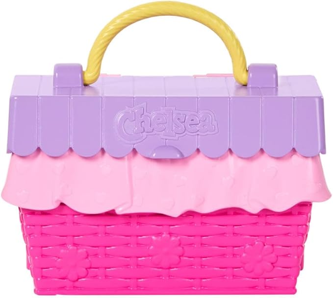 Barbie Family & Friends Club Chelsea Pop-Up Tea Party Playset with Blonde Small Doll, Transforming Picnic Basket & 10+ Accessories