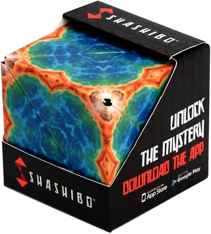 Shashibo Shape Shifting Box - STEM Fidget Toy with Ultra Strong Magnets - Sensory Puzzle Cube Transforms Into 100+ Shapes, Easter Basket Stuffers Gift for Kids, Teens, and Adults (Earth)