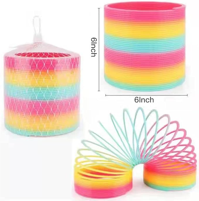 6 Inch Giant Plastic Walking Spring Toy,Jumbo Rainbow Coil Toy,Party Prizes and Stocking Stuffers,Birthday Bag Filler