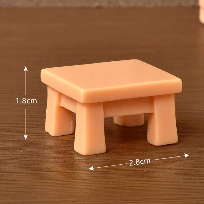 Dollhouse Cats w/ 1/12 Scale Accessories Mini Furniture Model Wooden Miniature (Multicolor-Simple)