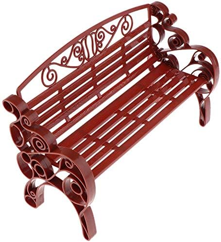 1/6 Dollhouse Garden Bench Miniature Village Park Bench Dollhouse Furniture Garden Home DIY Decor - Brown