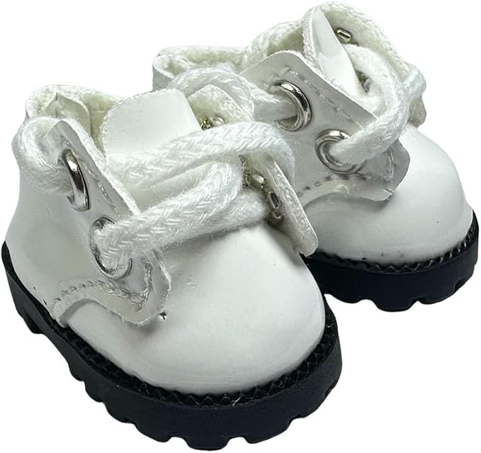 Premium Doll Shoes for Lububu, 15cm 17cm Dolls Accessories, Mini Leather Shoes Fashion Dress Up Doll Shoes Replacement (2, Oxford - White & Brown)