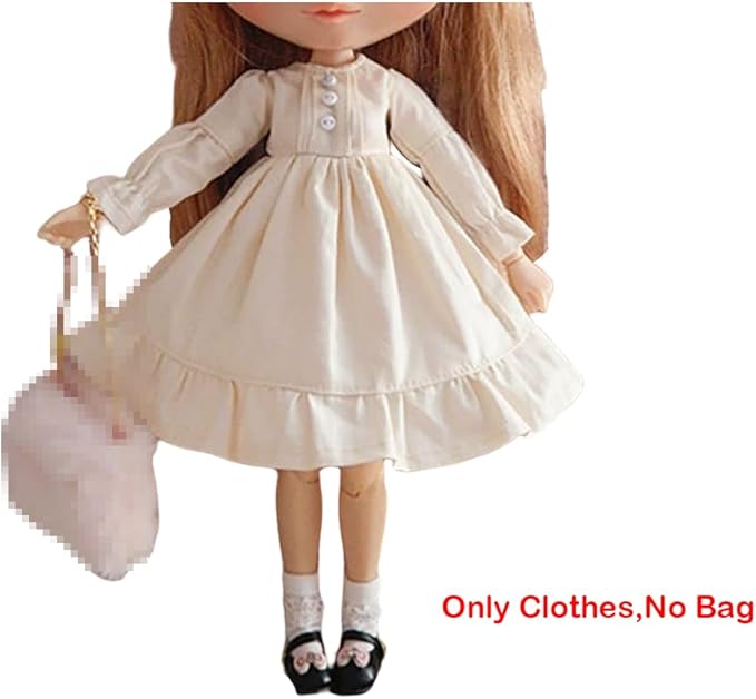 Doll Clothing Fashion Dress for Blyth,Ob24,Licca,Azone BJD Doll Clothes Toys Accessories Gifts (Apricot)(Only Clothes)