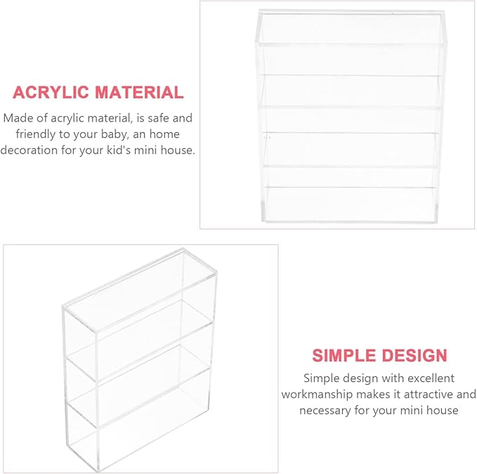 SEWACC Miniature Acrylic Furniture Miniature Storage Case Decorative Doll House Accessory