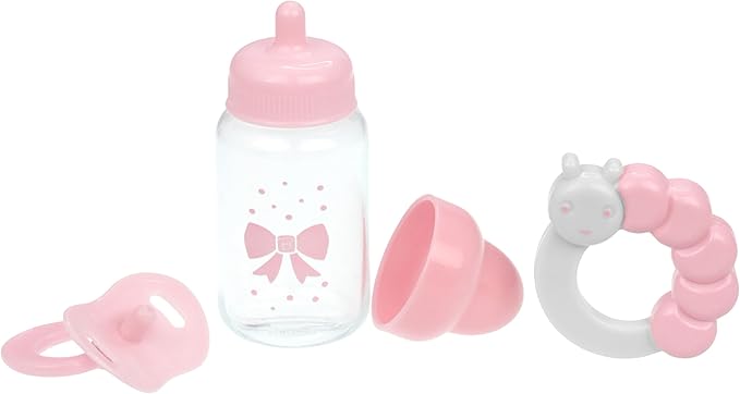 Pink Baby Doll Bottle, Rattle & Pacifier Set | JC Toys - for Keeps Playtime! | Fits Many Dolls up to 15" | Play Accessories | Ages 2+