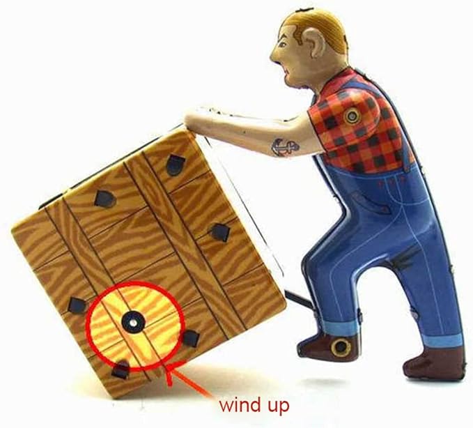 Charmgle Wind-up Tin Toy Box Pusher Model Toys Retro Spring Clockwork Toy Home Ornaments Adult Collection
