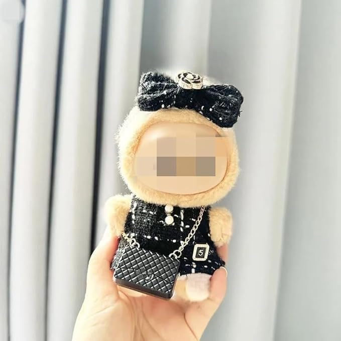 15cm-17cm Doll Clothes Suitable for labubu 17cm 15cm Dolls Accessories Sitting No Doll Only Clothes 17cm labubu 1bag+1shoes+1dress+1hairband No Doll