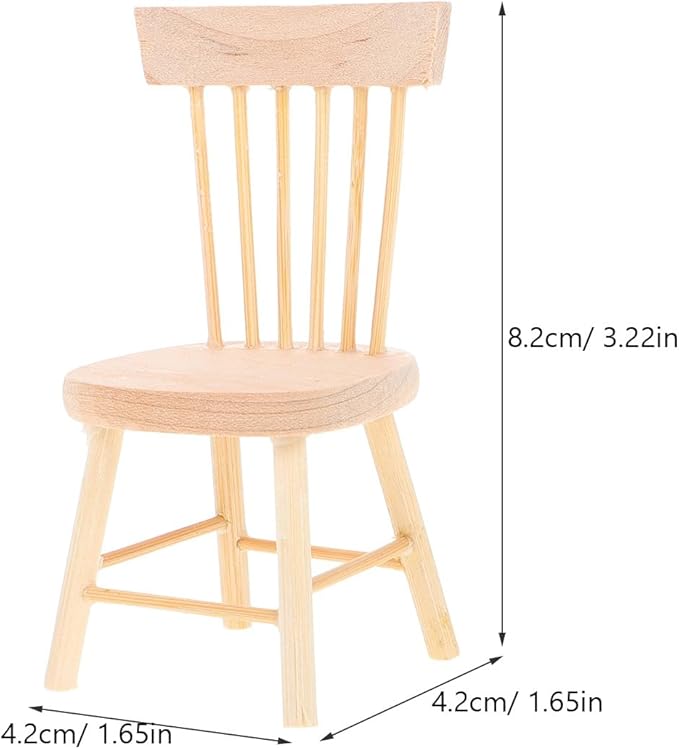TOYANDONA 6pcs Dollhouse Chairs 1/12 Scale - Mini Doll House Dining Chairs Miniature Wooden Dollhouse Furniture 1/12 Scale for Doll House Accessories
