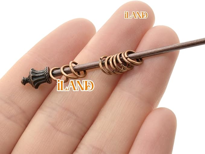 iLAND Miniature Dollhouse Accessories on 1/12 Scale, Dollhouse Decor of Mini Curtain Rods, with Antique Crown Finial (Premium Bronze)