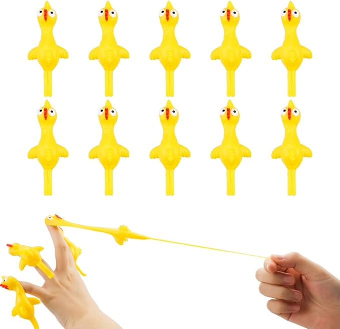 TCOTBE 10 Pack Slingshot Chicken,Slingshot Chicken Rubber Flick Flying Chicken,Funny Christmas, Flingers Stretchy Game for Boys and Girls Party Favor School Activity Fun Present