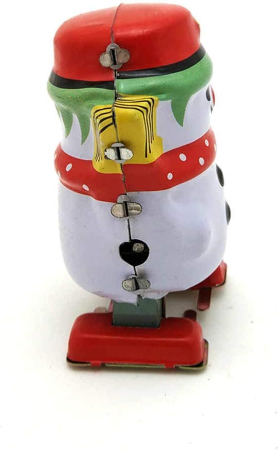 Charmgle Wind-Up Tin Toy Snowman, Retro Walking Robot Adult Collection Clockwork Toy, Xmas Party Favor Toys Home Bar Decoration